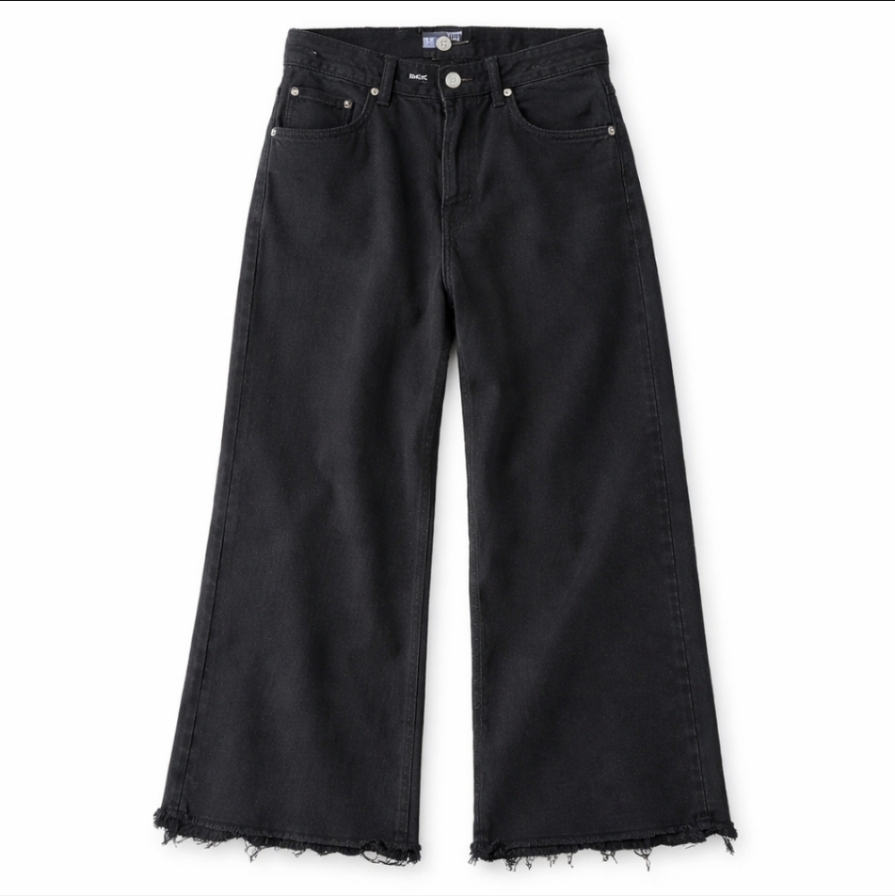 GAP High Rise Wide Leg Jeans Black Raw Hem 0 25 Petite Minimalist - Picture 3 of 9